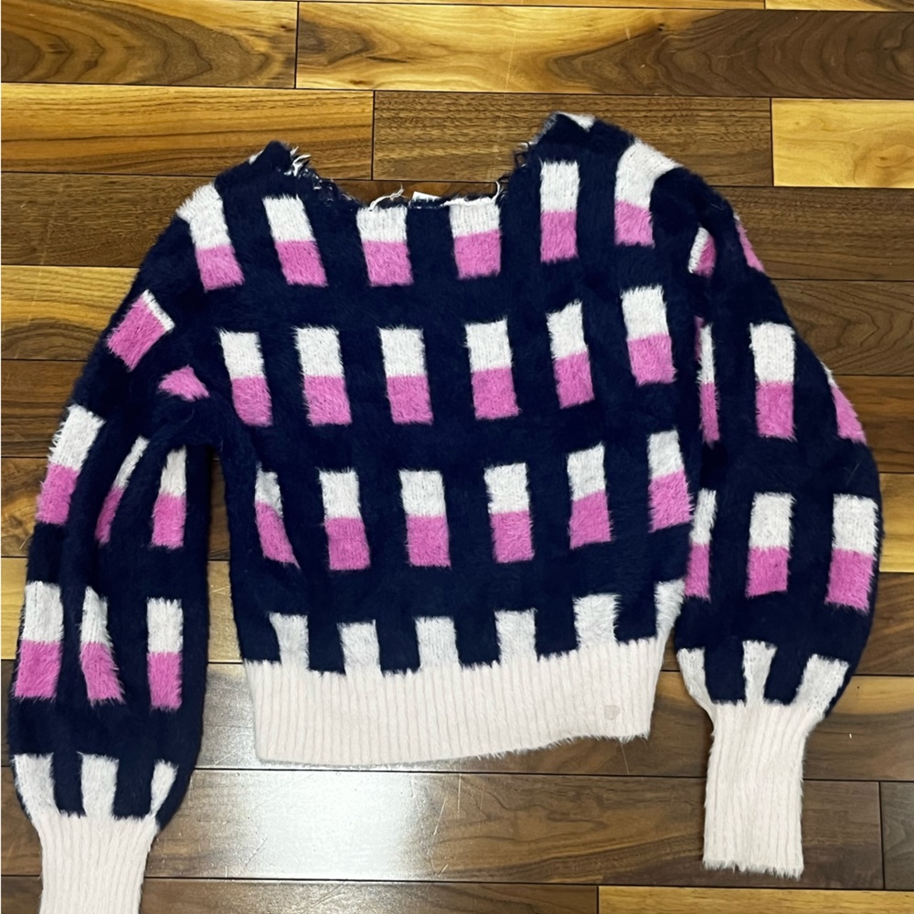 colorful pattern sweater pink and purple